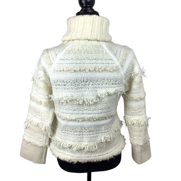 CLUB MONACO HANDKNIT WOOL Cream CHUNKY TURTLENECK SWEATER S - Picture 3 of 13